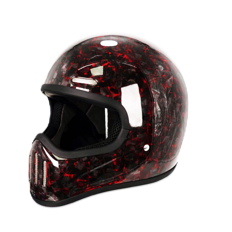 Carbon Fiber Lightweight Motorcycle Helmet - Casque de moto intégral rétro en