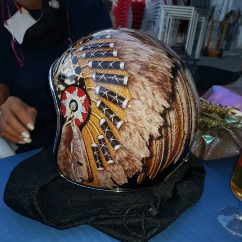 Vintage Open Face Retro Helmet - Casque de Moto Noir Vintage à