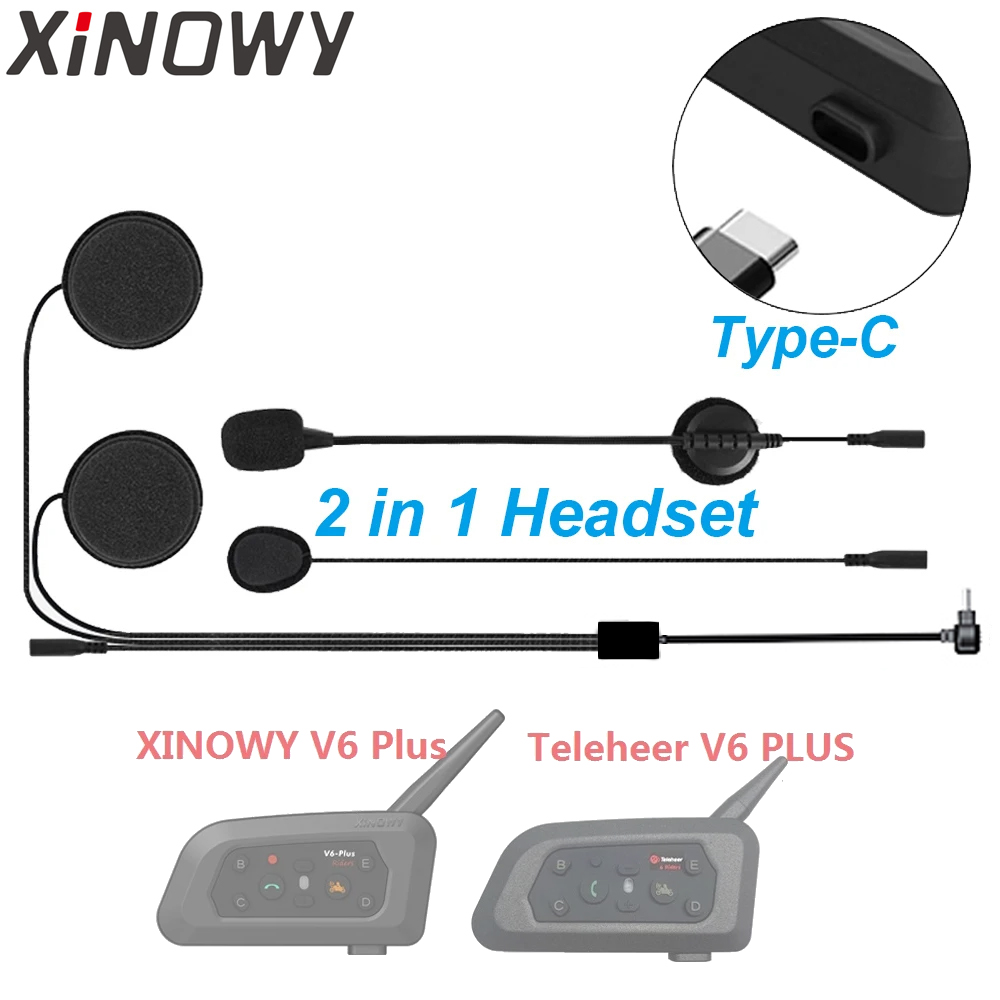 Universal Motorcycle Helmet Intercom Headset - Accessoires d'écouteurs de type C, double