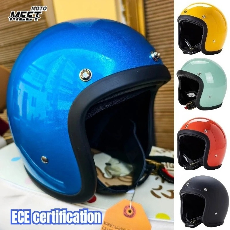 Vintage Open Face Retro Helmet - Casque de Moto à visage ouvert