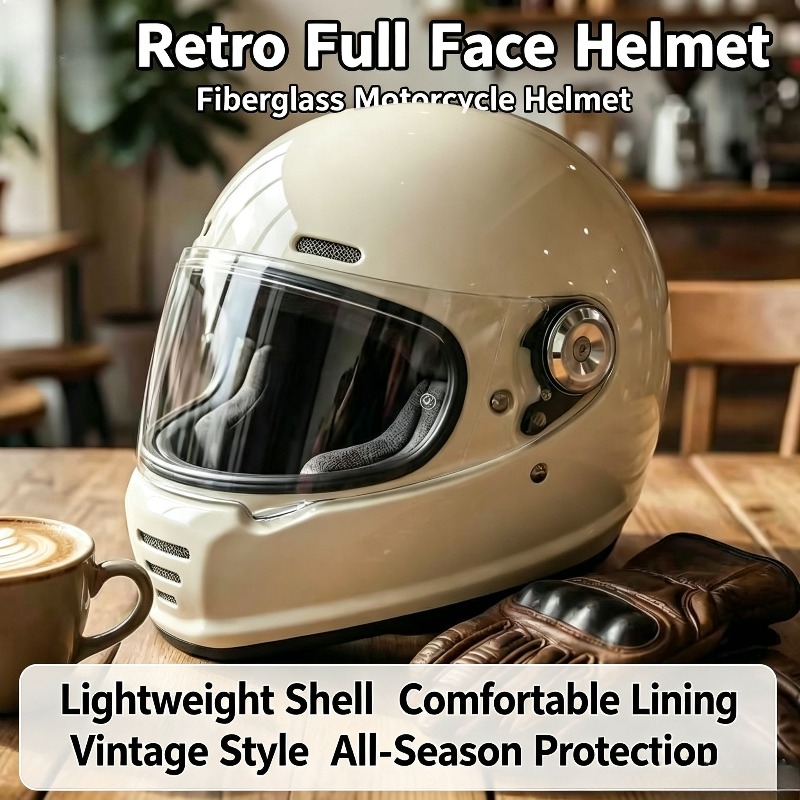 Carbon Fiber Lightweight Motorcycle Helmet - Casque de moto rétro en fibre