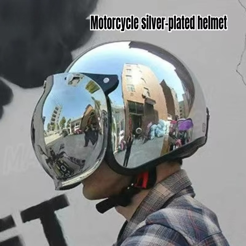 Vintage Open Face Retro Helmet - Casque de moto rétro à visière