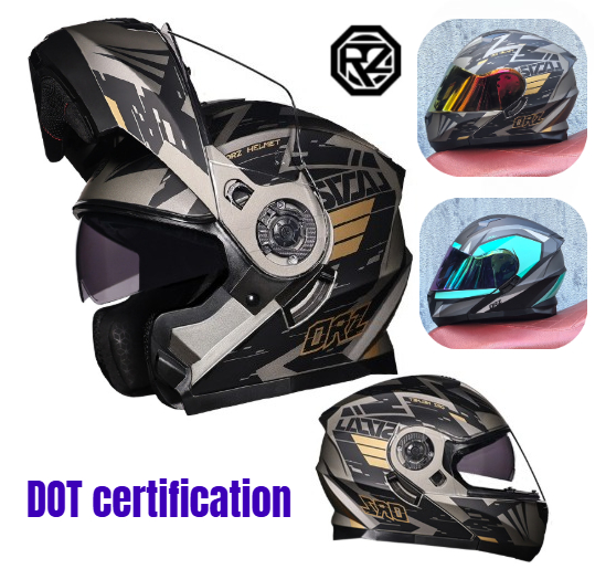 Modular Flip Up Motorcycle Helmet Dot Approved - Orz-Casque de moto à visière de