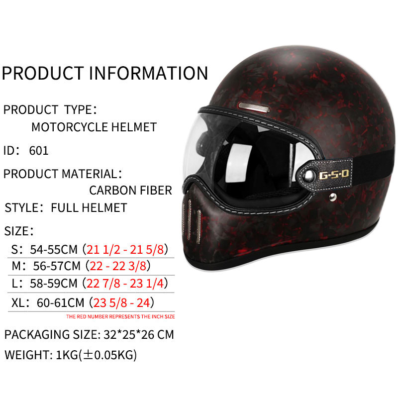 Casque de moto intégral rétro  - Carbon Fiber Lightweight Motorcycle Helmet avis et prix