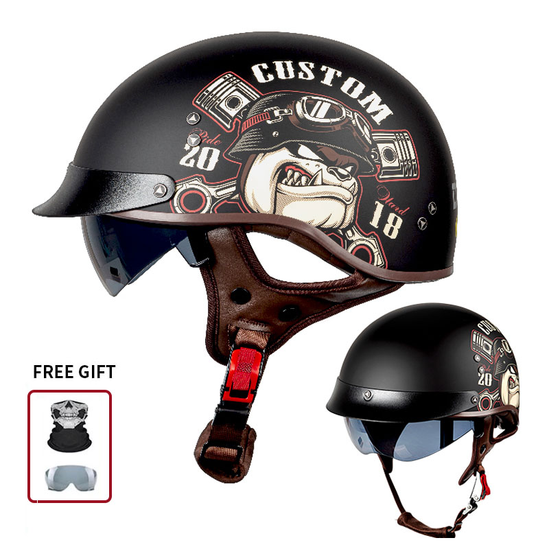 Casque de moto vintage semi-ou - Vintage Open Face Retro Helmet avis et prix