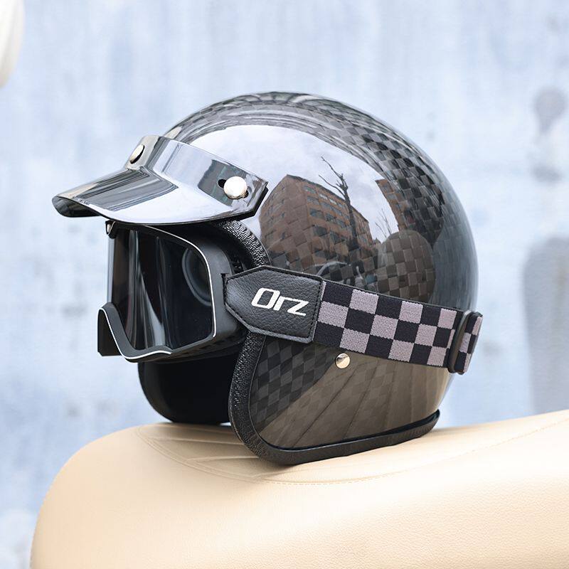 Casque Moto Vintage en Fibre d - Carbon Fiber Lightweight Motorcycle Helmet avis et prix